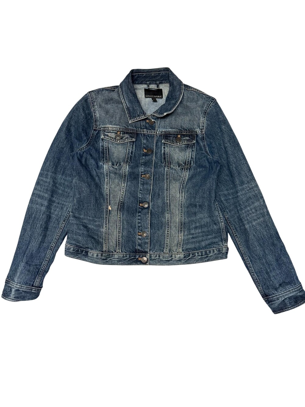 Banana Republic Denim Jacket Womens Large Blue Classic Trucker Button Front